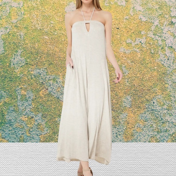 Flowy Halter Knit Jumpsuit **CLEARANCE** - Picture 1 of 2